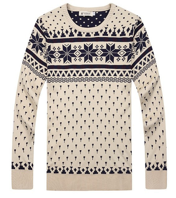 Nation Style Round Neck Men's Autumn Sweater