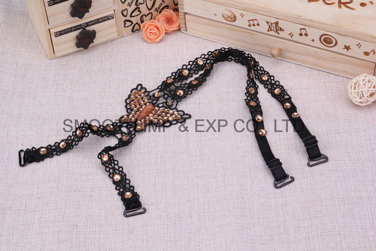 Fashion Elastic Bra Butterfly Back Intersect Rhinestone Shoulder Strap