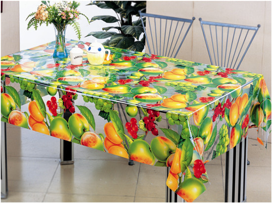 Plastic Cheap PVC Tablecloth Transparent Printed Design