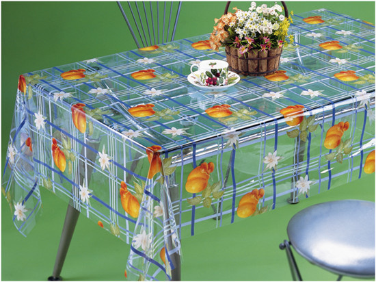 New Design Printed Patterns PVC Transparent Tablecloth Factory (TJ0098)