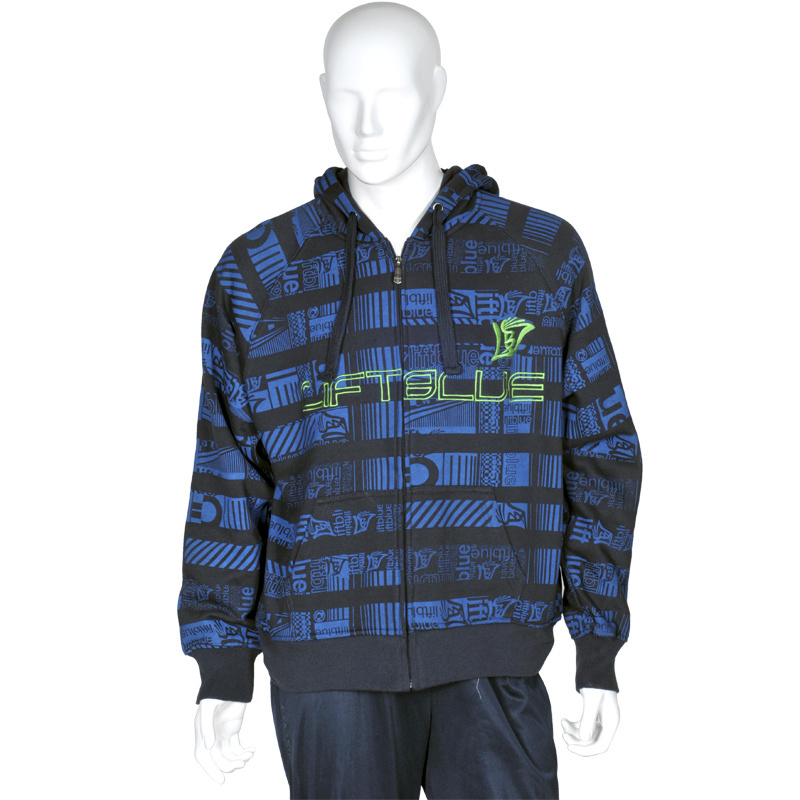 Custom Men's Stripe Print Fleece Hooded Jacket