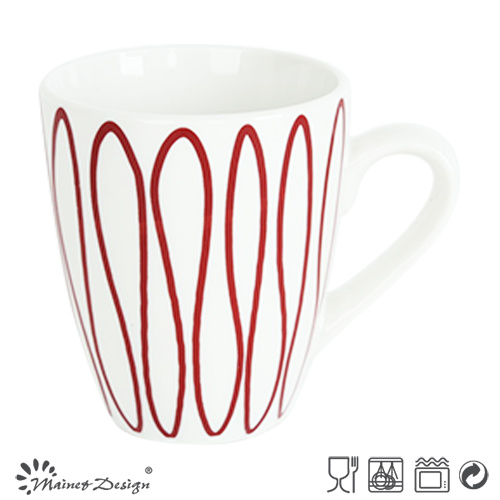 13oz Porcelain Mug with Red Geometrical Decal