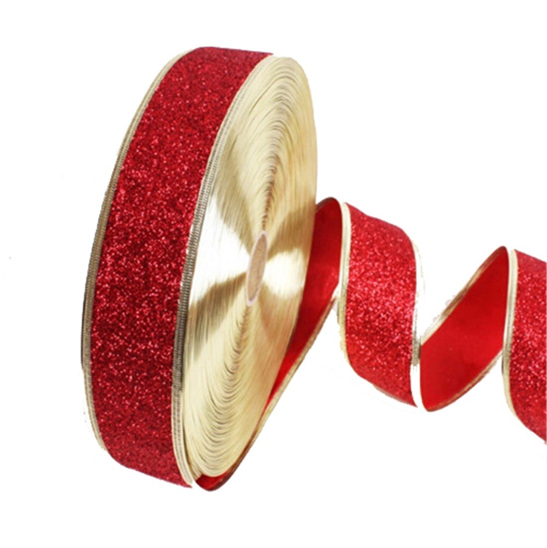 Red Glitter Wired Ribbon for christmas Decorative