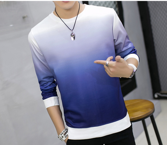 Wholesale Bulk Men Pullover Gradient Crew Neck 100%Polyester Sweatshirts