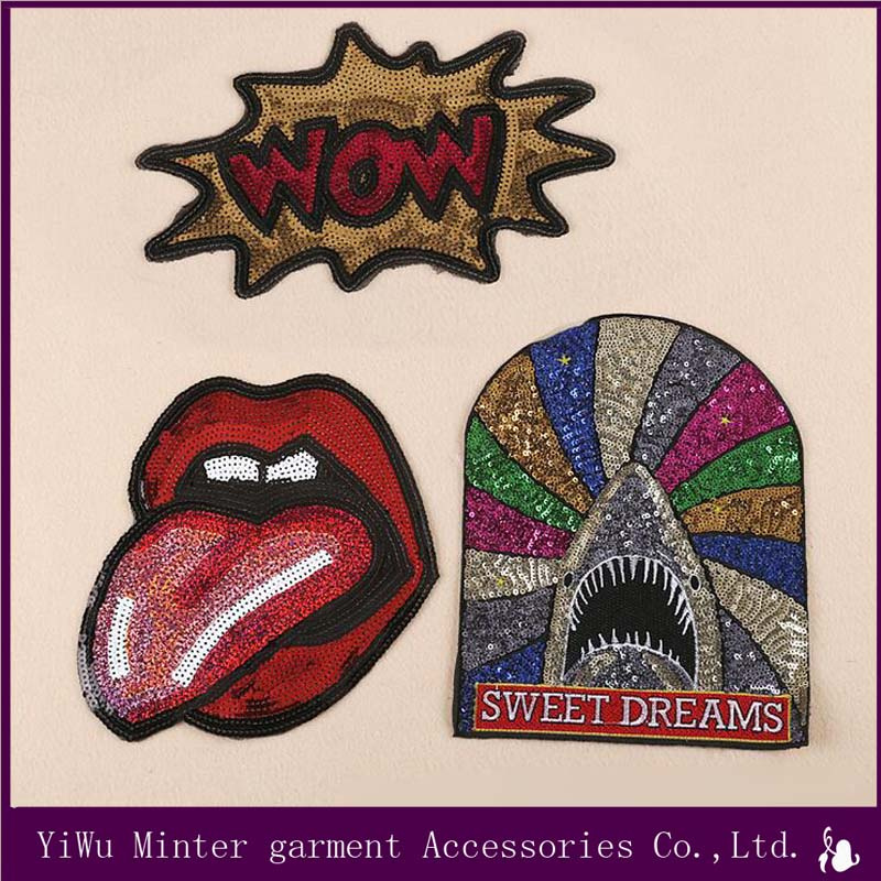 Embroidered Sew Iron on Patches Badge Fabric Bag Clothes Applique Craft Transfer Red Tongue and Cartoon