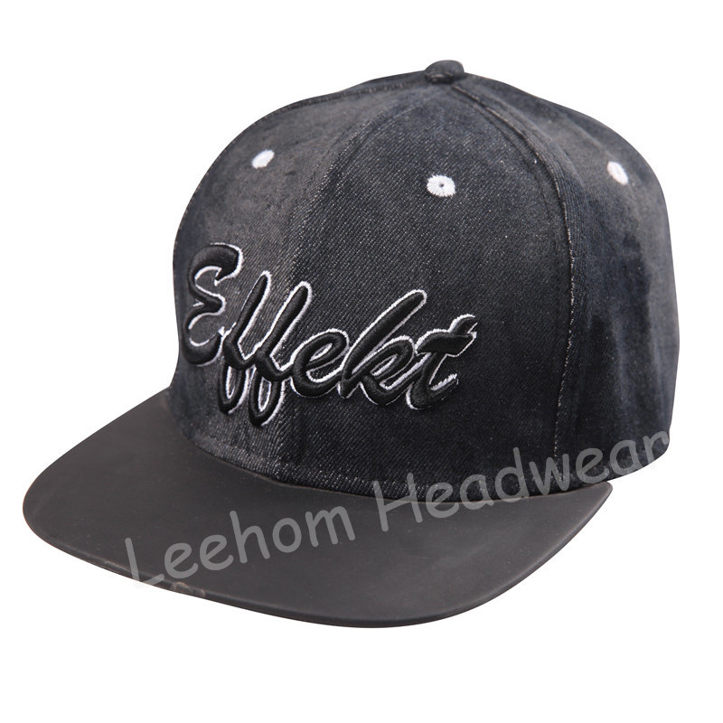 New Enzyme Washed Jeans PU Snapback Era Cap