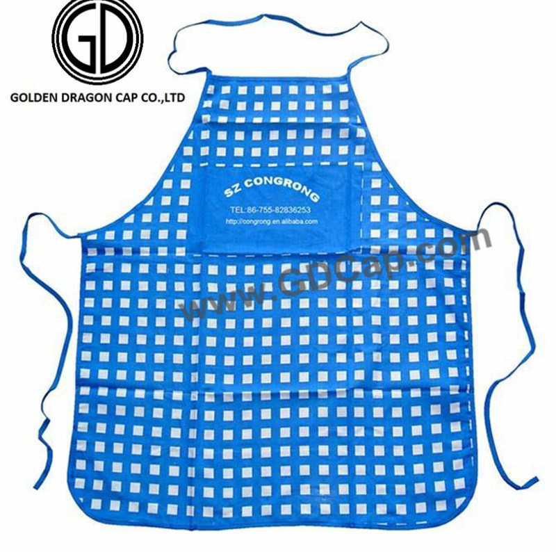 Manufacturer Cheap Promtional Polycotton Checked Cooking Kitchen Apron
