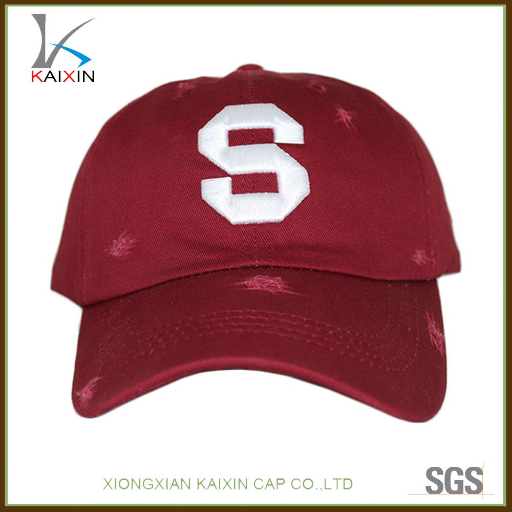 Custom Red Plain Distressed Baseball Cap Washed Dad Hats