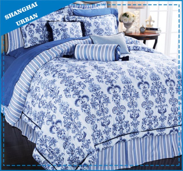 Chinese Patterns Printed Polyester Duvet Cover Bedding Set