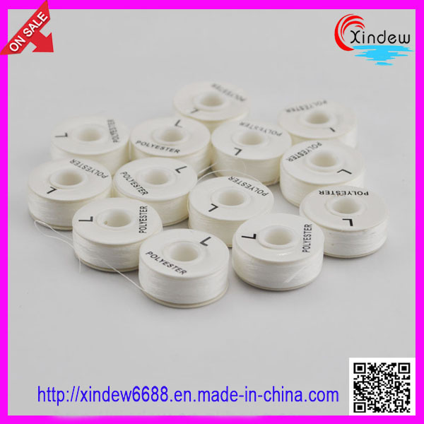 100% Polyester White Pre-Wound Bobbin Thread (XDBT-001)