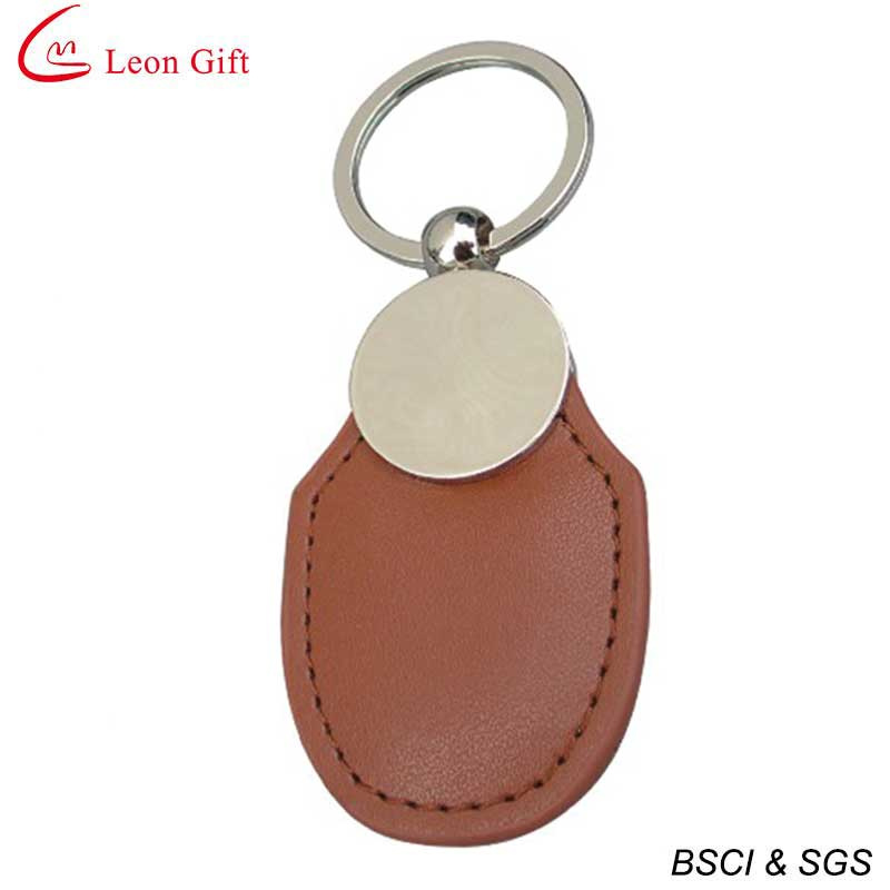 Custom High Quality Brown Leather Keychain with Logo Custom