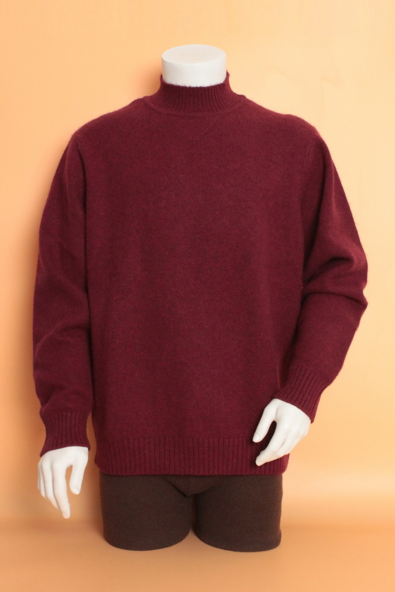 Yak Wool High Collar Round Neck Long Sleeve Sweater