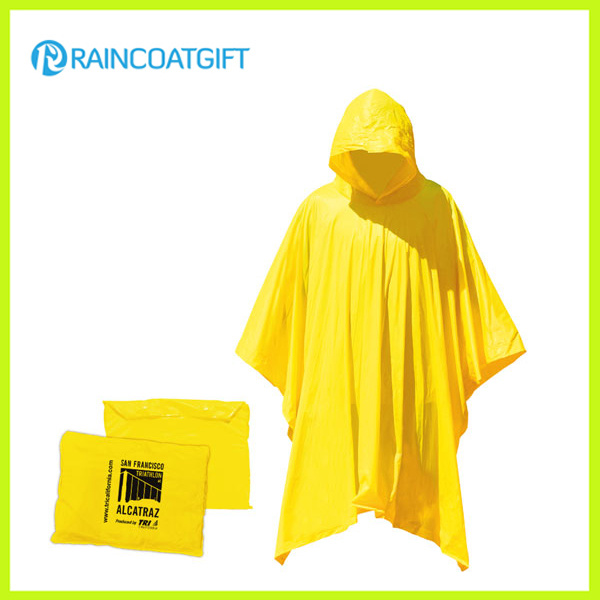 Waterproof Reusable Yellow Plastic Rain Poncho
