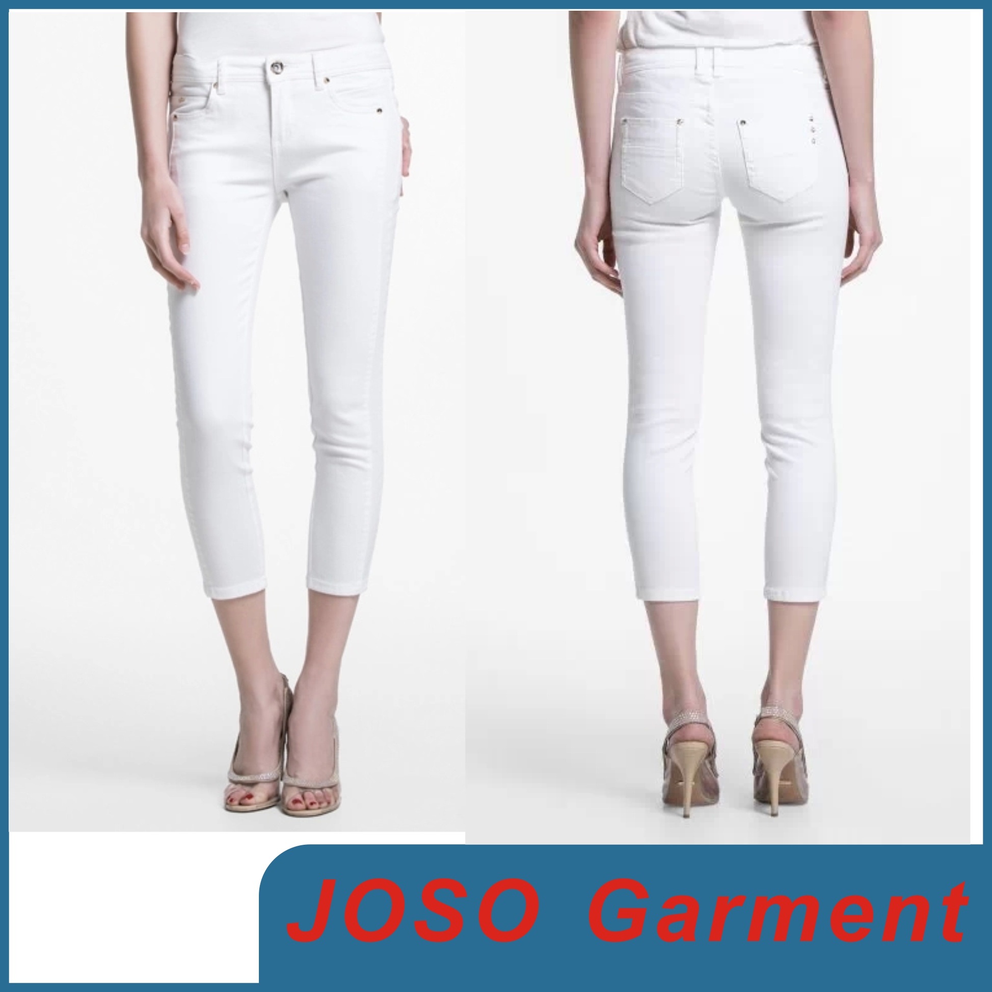 Women White Cropped Denim Jeans (JC1141)