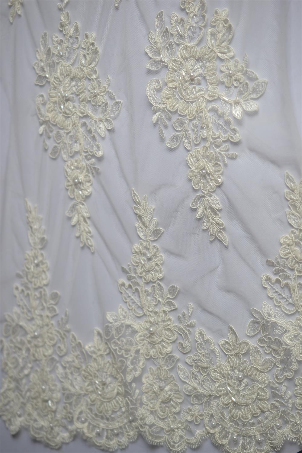 Factory Wholesale Hot Sale Bridal Fabric with Beaded Decorative