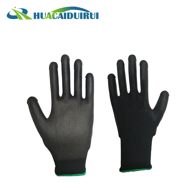13G Black PU Coated Nylon Gloves for Feet