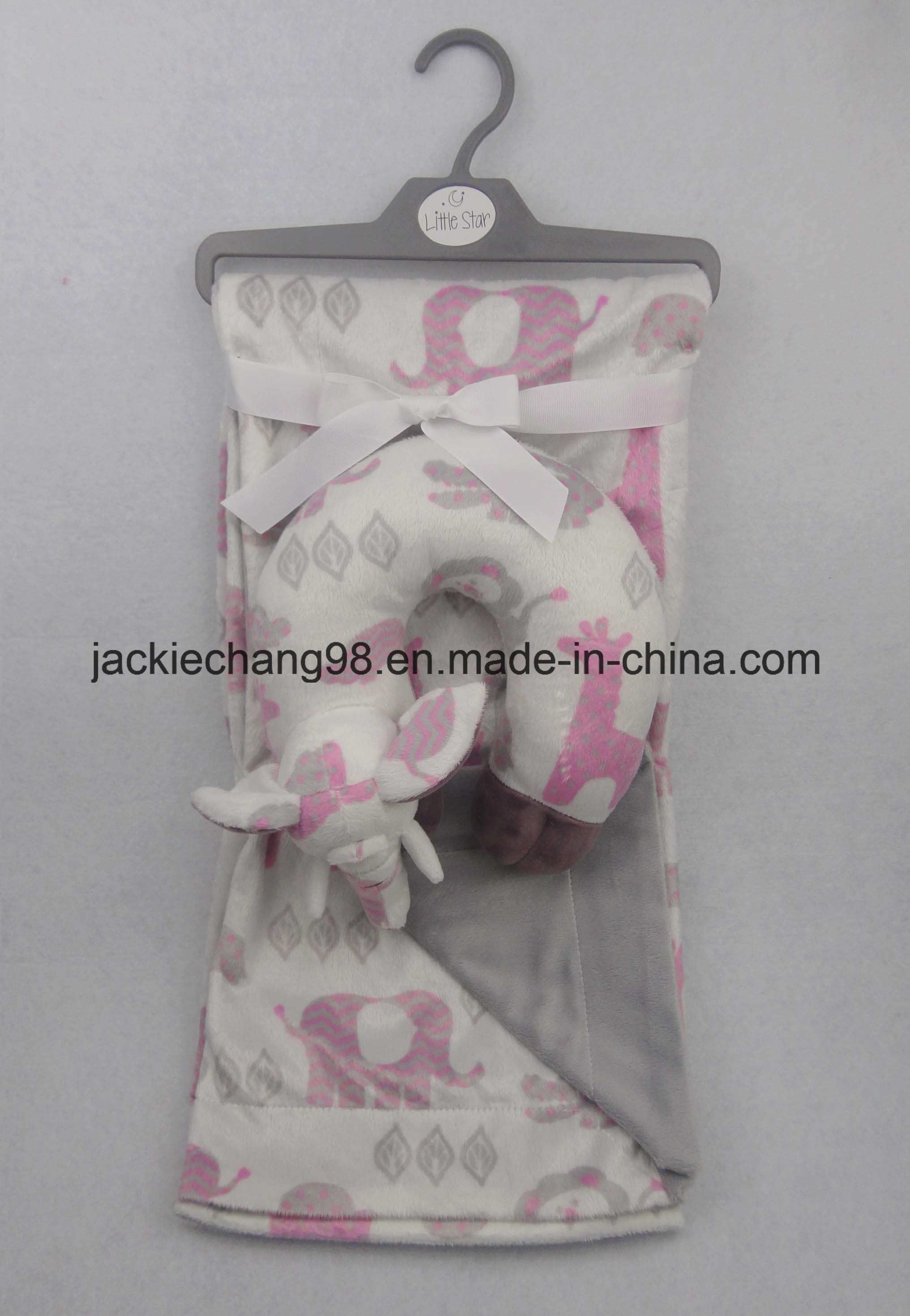 Printed Micro Mink Baby Blanket with Travel Pillow