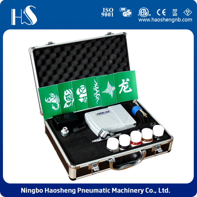 Airbrush Compressor Kit with Stencil and Ink for Temporary Tattoo