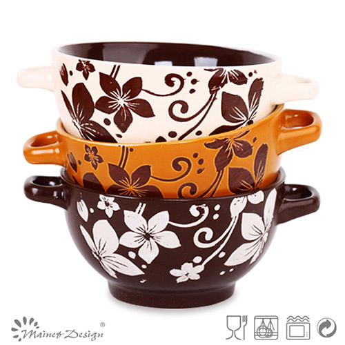 14.5cm Ceramic Bowl with Two Handles Microwave Safe