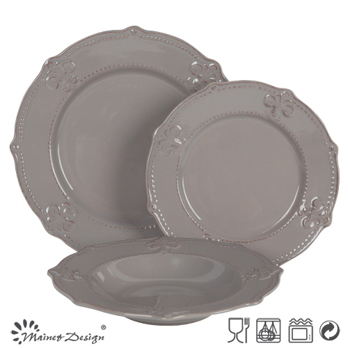 Classic Grey Color Embossed Dinner Set 18PCS