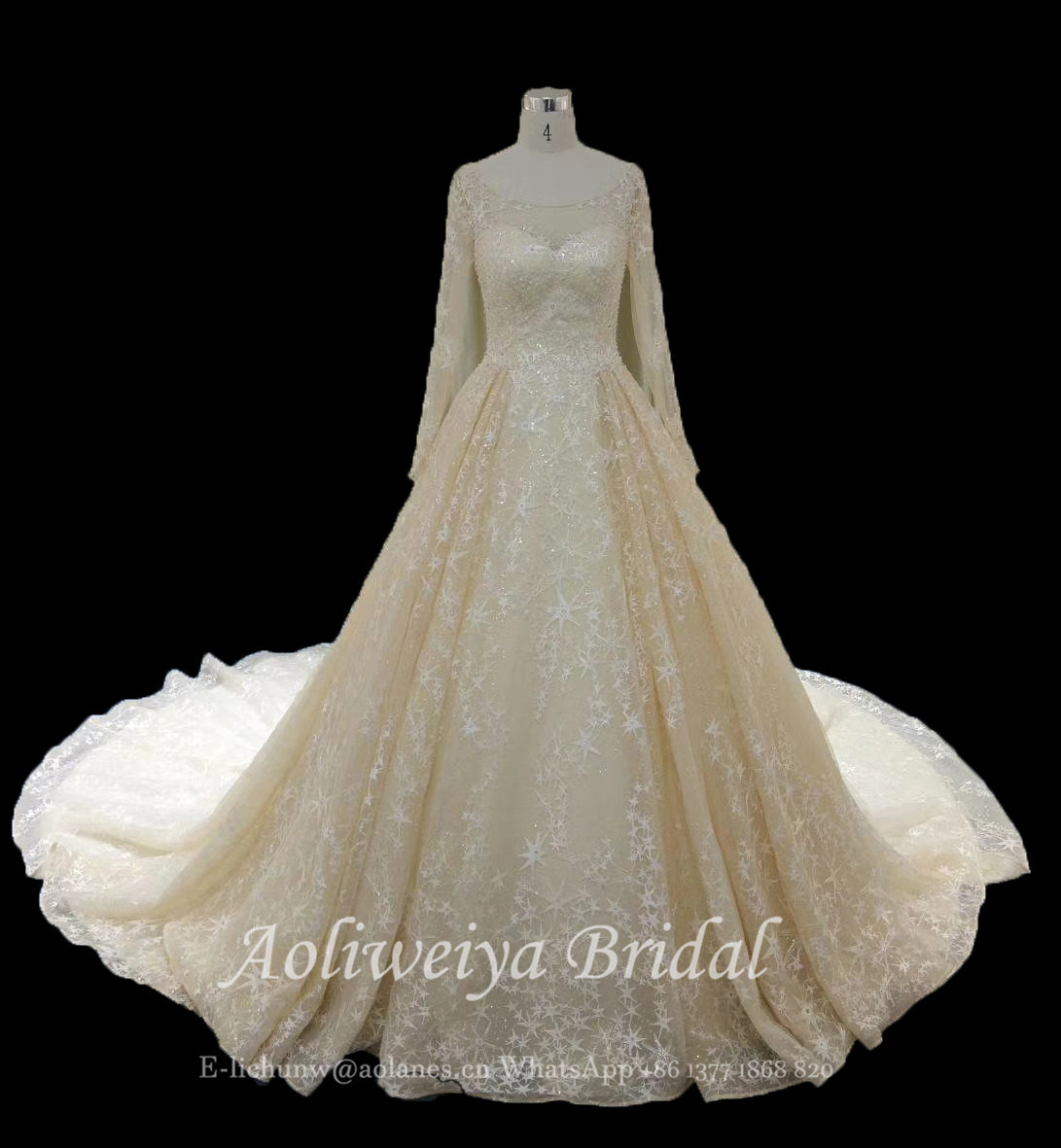 Aoliweiya Aolanes Ivory Srping Full Length Wedding Dress010411