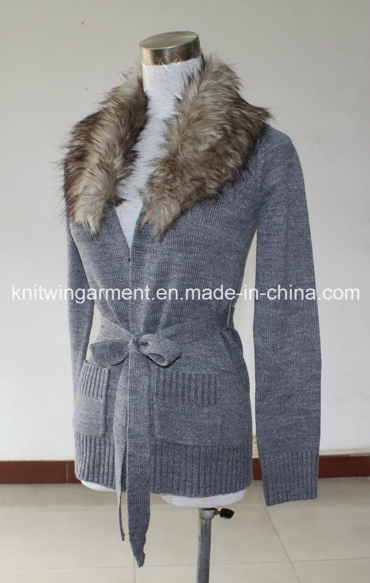Women Fashion Winter Wool Cashmere Cardigan with Warming (L15-048)