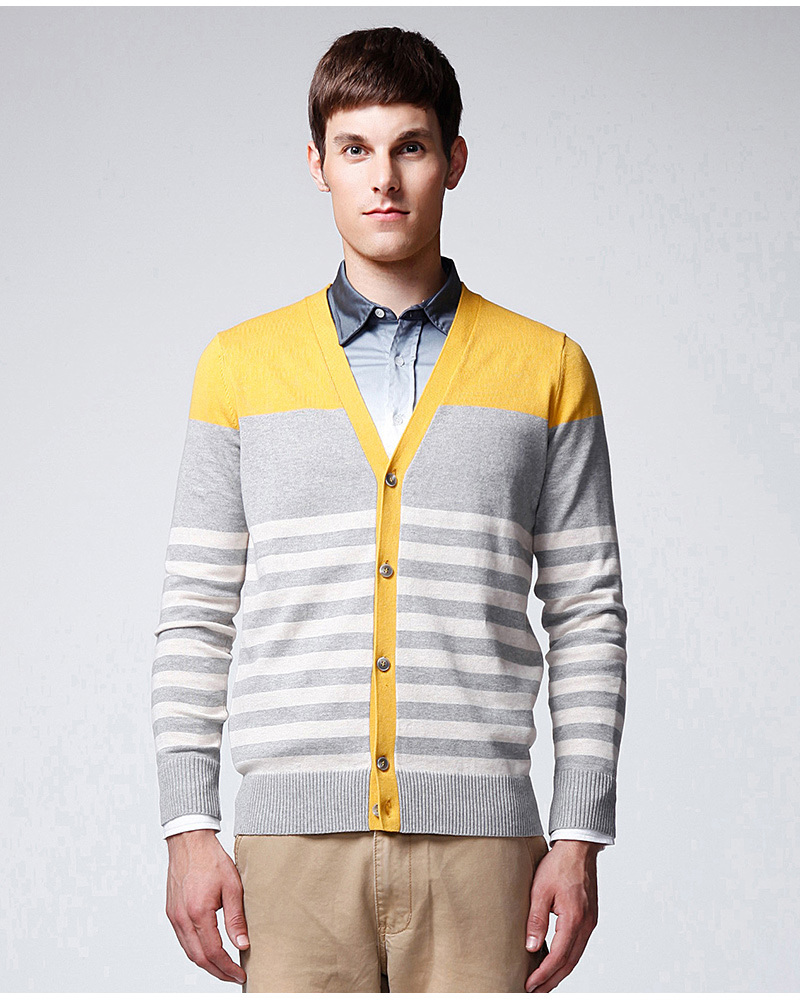 Independent Design V Neck Striped Sweater Cardigan