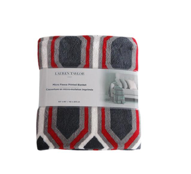 Microfleece Printed Blanket- Stripe & Geo
