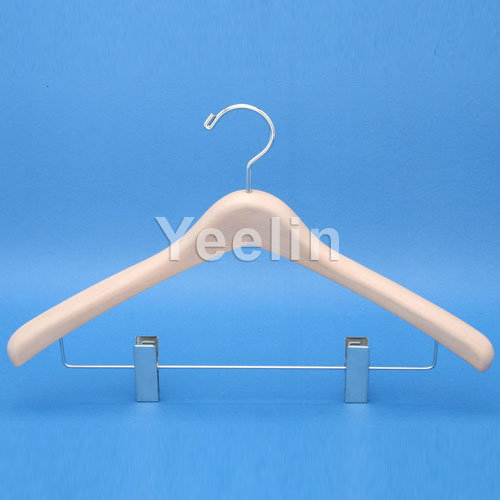 Wooden Clothes Hanger with Shinny Clips for Women (YW224-7728S)