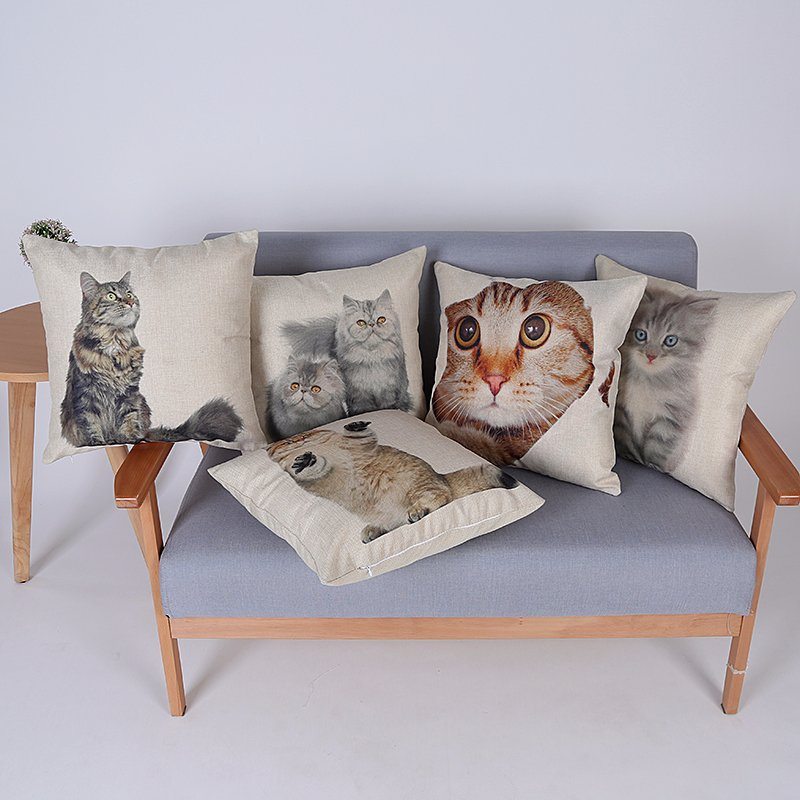 Digital Print Decorative Cushion/Pillow with Cats Pattern (MX-75)