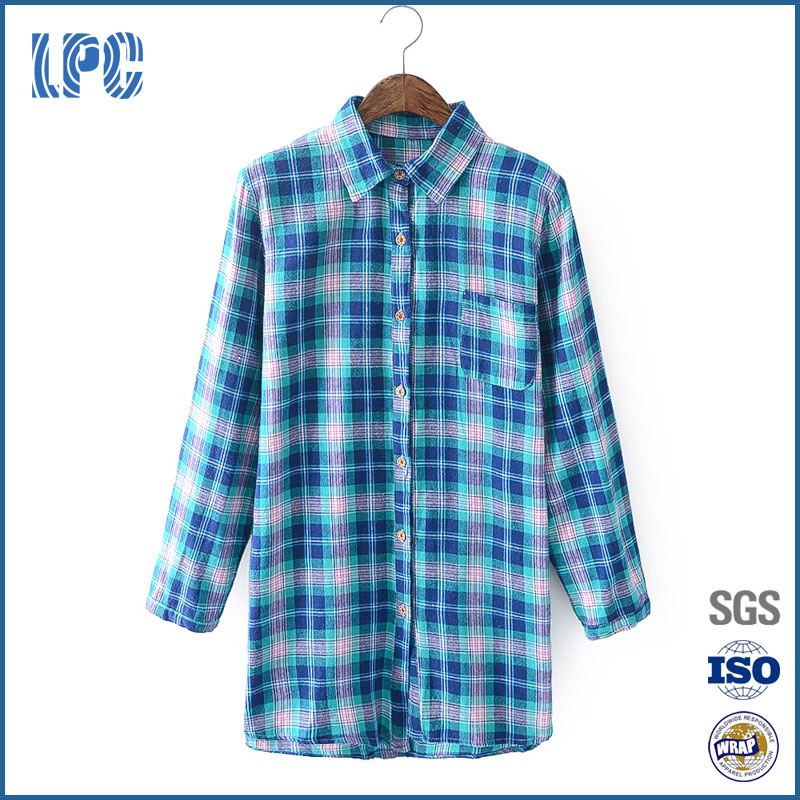 Fashion Long Sleeve Check Flannel Women Clothing