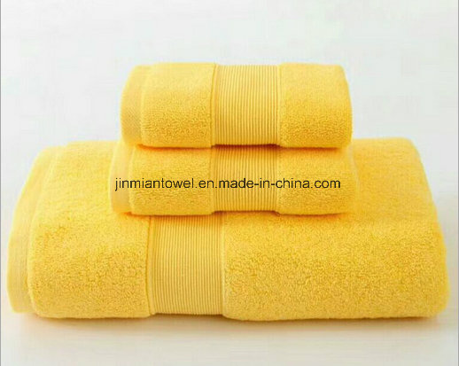 100% Cotton Combed Yarn Whitel Plain, Reactive Dyeing Hotel Towel Set, 3 Towels Set