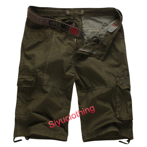 Men Classical Comfortable Loose Cargo Pockets Cotton Shorts (S-1517)