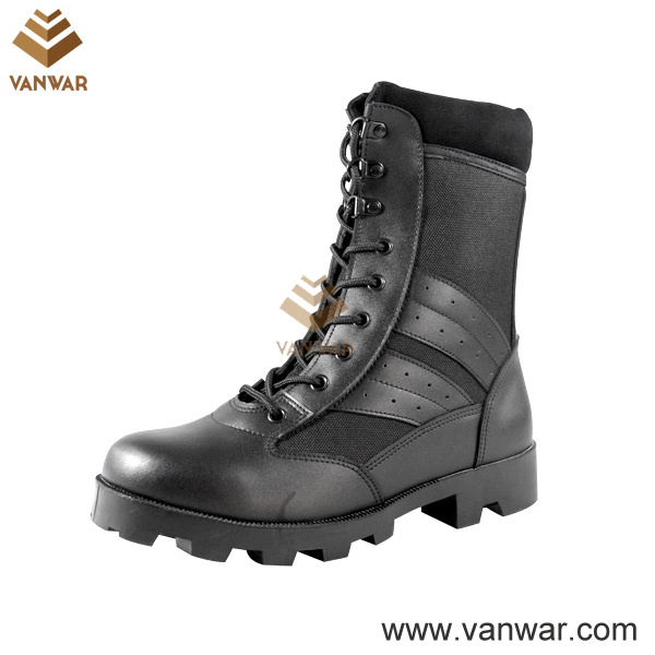 Full Leather Black Military Combat Boots with High Quality (WCB036)