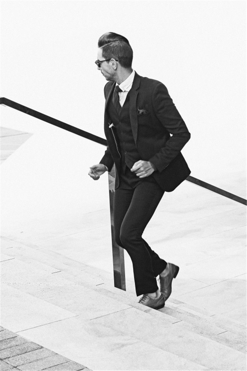 Black Color Made to Measure Men Slim Fit Suit