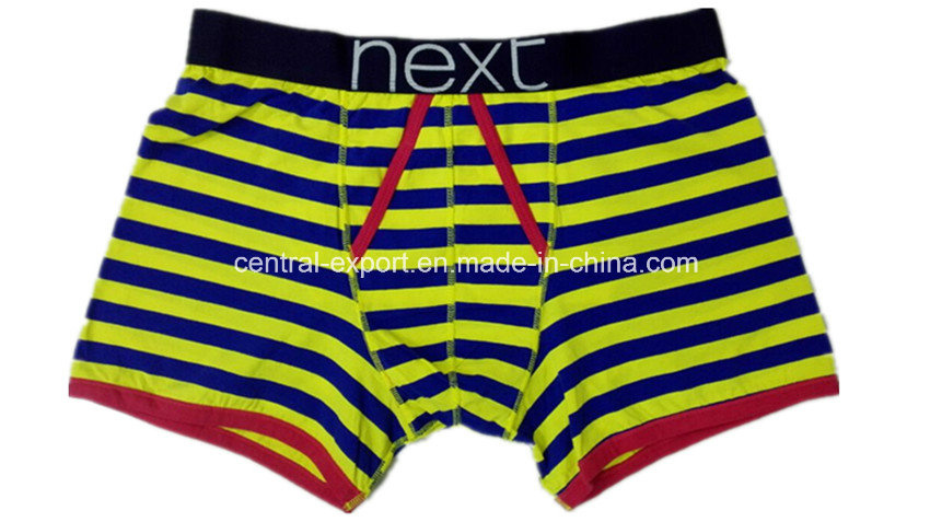 New Style Men's Boxer Short Underwear with Yarn-Dyed Stripe