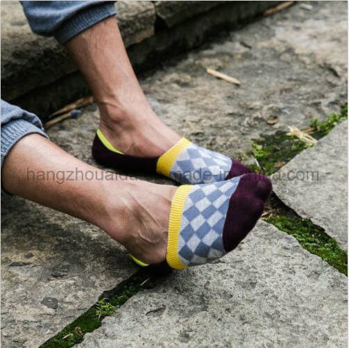 Bright Color Stylish Diamond Lattice Low Cut Leisure Sock