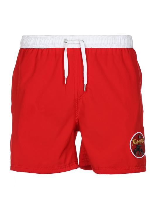 Red Solid 4 Way Stretch Swim Trunks