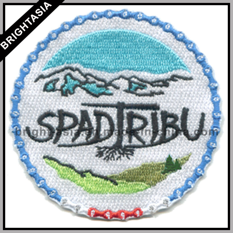 Custom Round Shape Embroidery Patch with Merrow Border (BYH-10945)