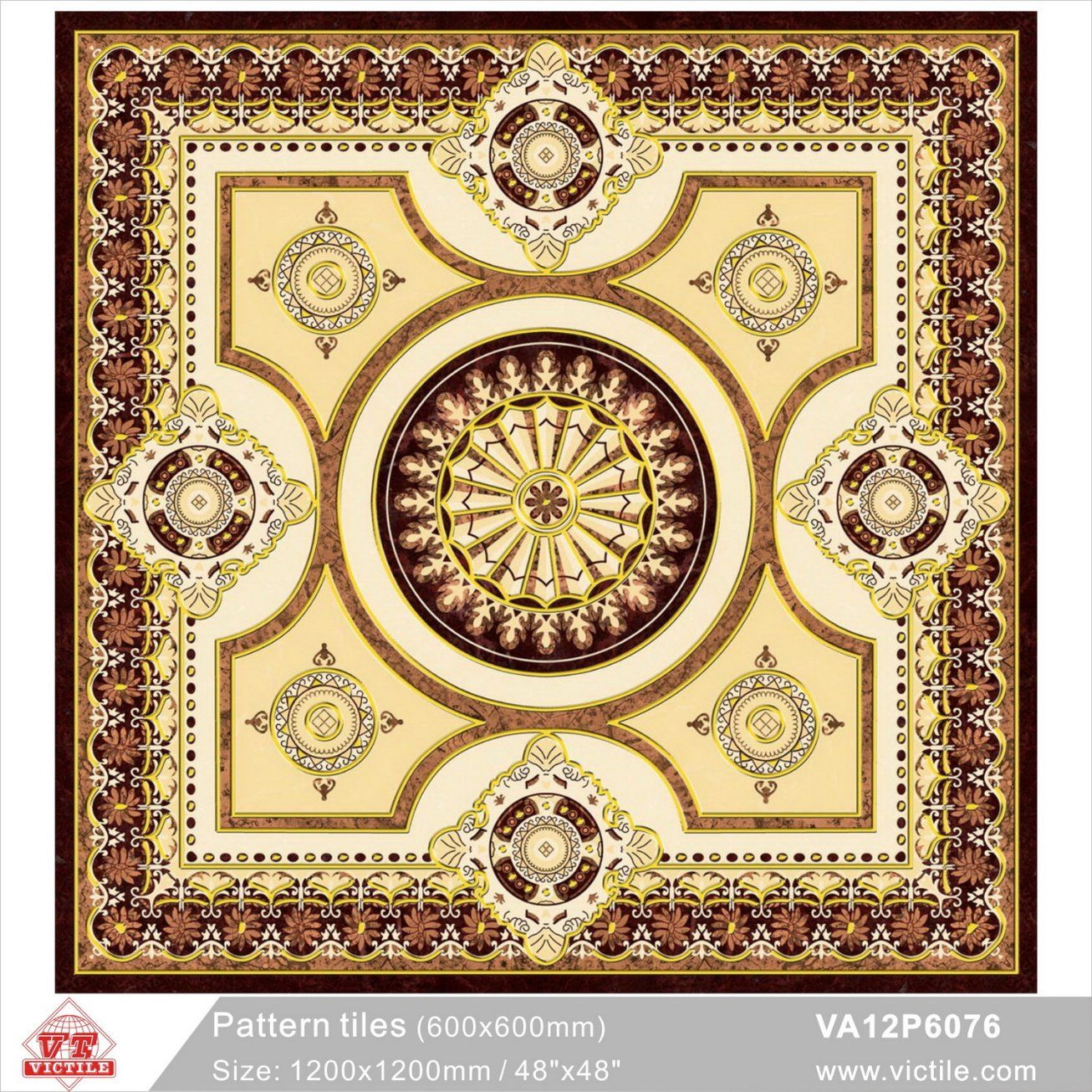 Building Material Customized Pattern Floor Carpet Tile (VA12P6076, 600X600mm+1200X1200mm)