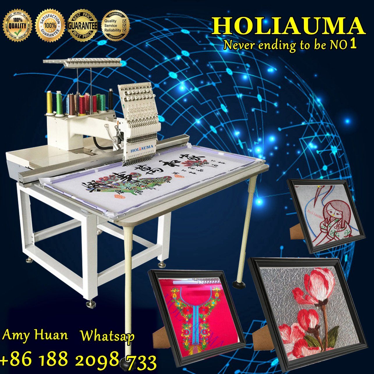 Holiauma Big Size Single Head Flat Cap Garment T-Shirt Embroidery Machine Like Tajiama System