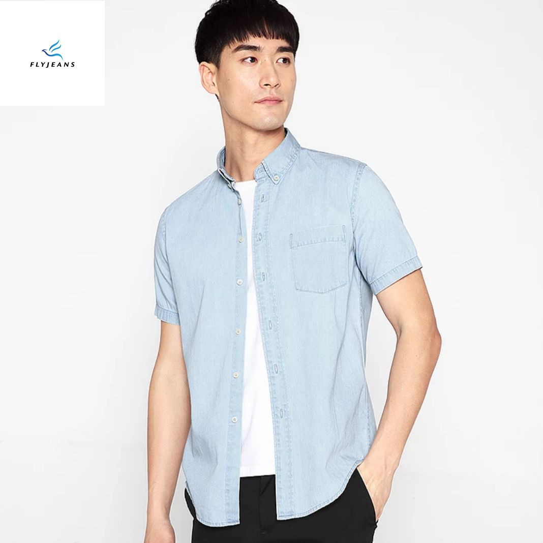 2017 New Style Summer Simple Slim Long Sleeves Men Denim Shirts by Fly Jeans