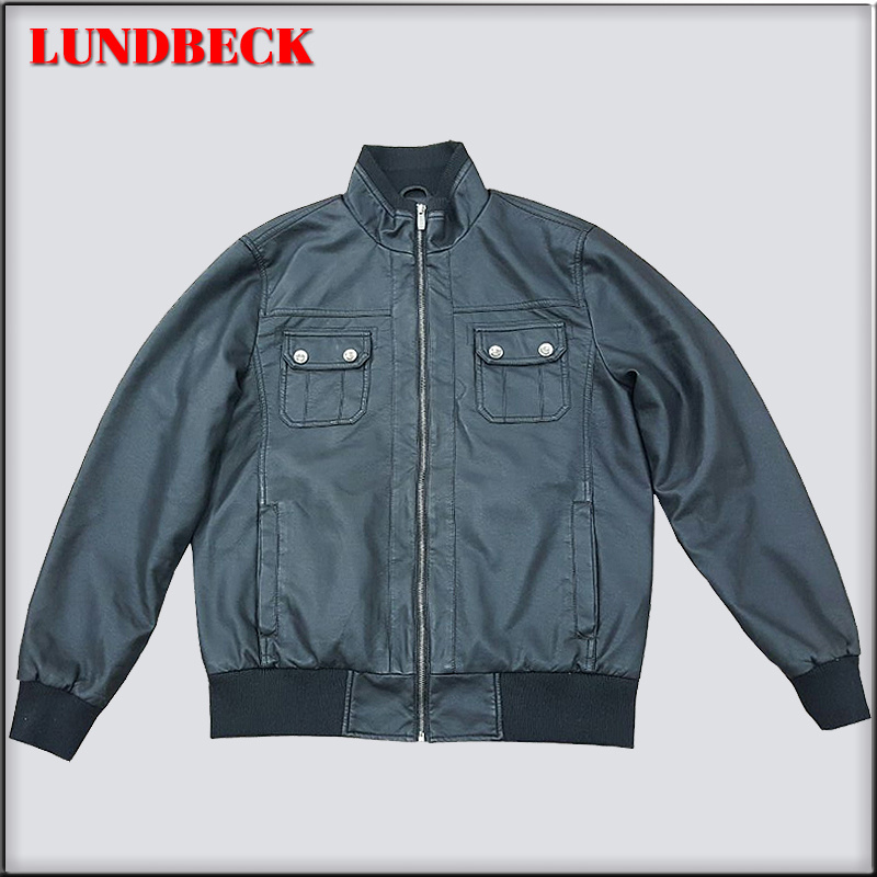 Black Men's PU Jacket with Good Quality