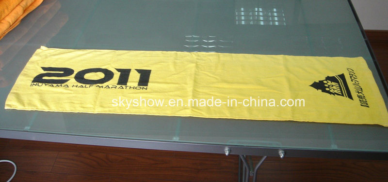 Yellow Velour Printed Towel for Sports