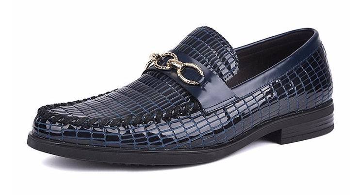 Blue Leather Fashion Loafer, Casual Men Dress Party Shoes