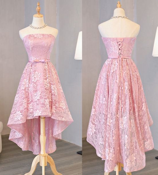 Pink Lace Party Formal Prom Gown Sleeveless Short Cocktail Dress C1715