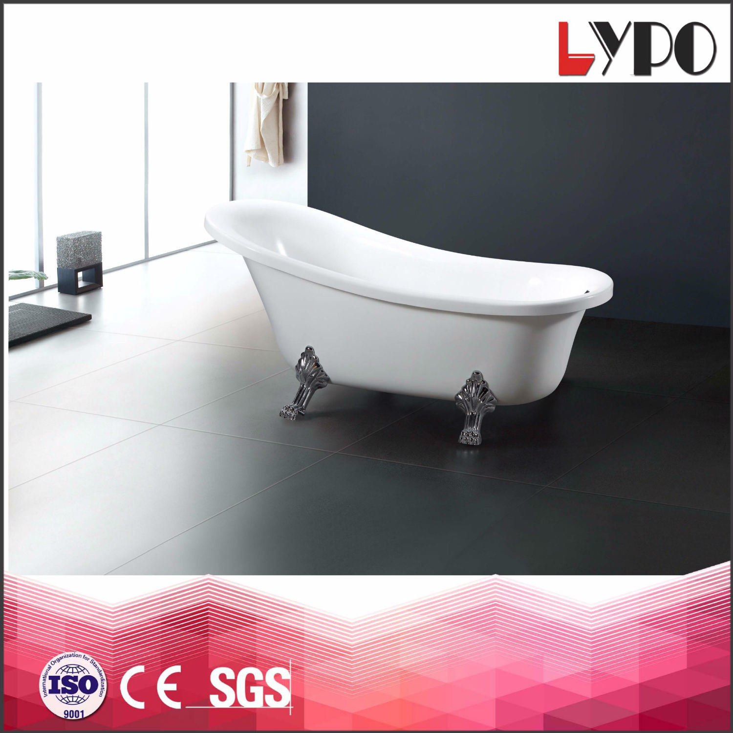 K-8881 Foshan Factory Cheap Freestanding Bathtub/Clawfoot Tubs Prices, Sanitary Ware Bath Tubs with Apron for Two People