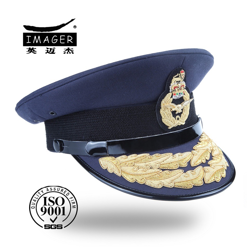 Honorable Navy General Hat with Black Strap and Gold Embroidery
