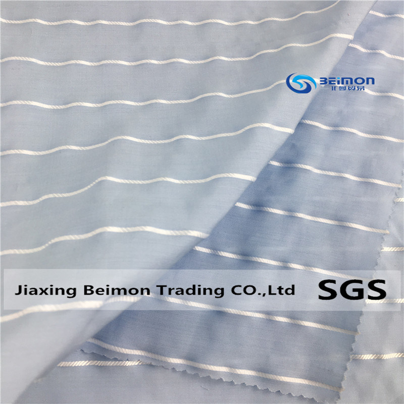 40s Single Cotton Yarn Dyed Stripe Organza, 55% Rayon