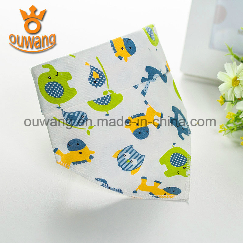 Wholesale Custom Absorbent Printed Soft Cotton Infant Triangle Drool Bandana